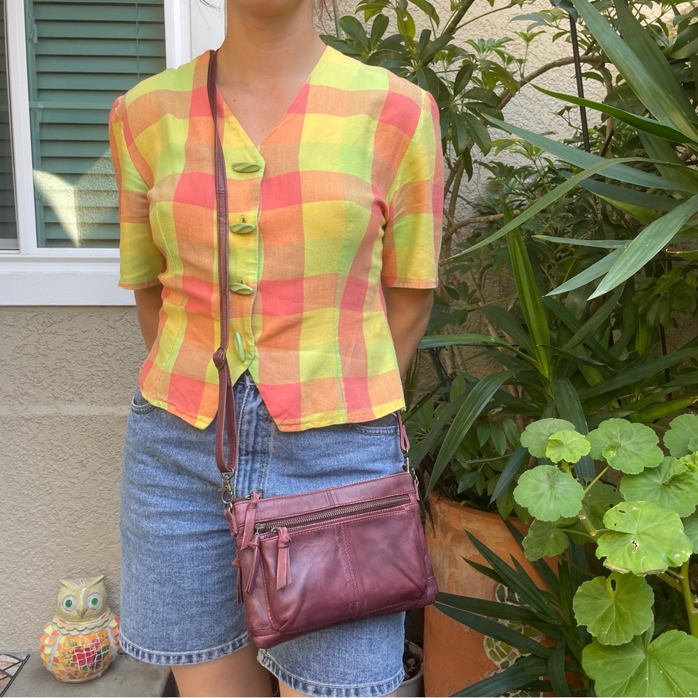 Vintage Bass Purple Distressed Leather Crossbody bag/Clutch